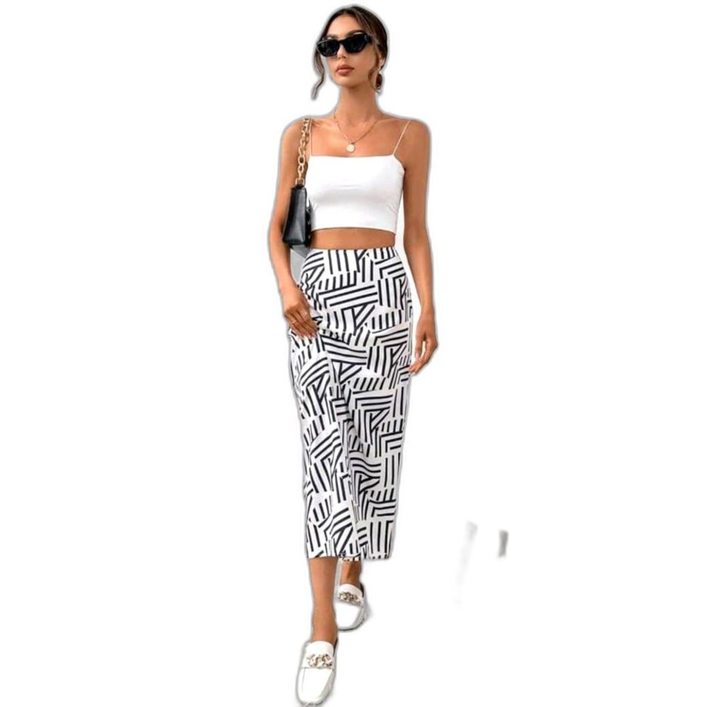 Full Print Straight Tube Skirt Size L